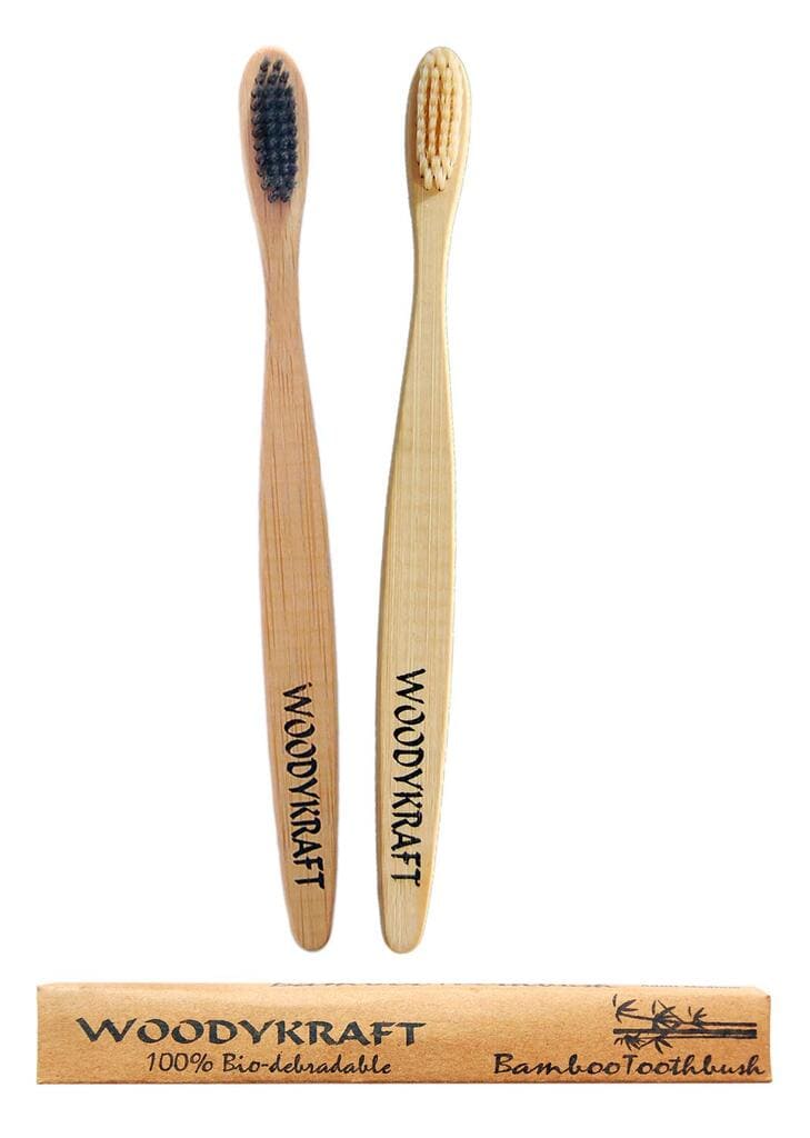 WOODYKRAFT Biodegradable, Eco friendly Adult Bamboo Toothbrush