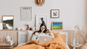 girl watching climate change movies or documentary